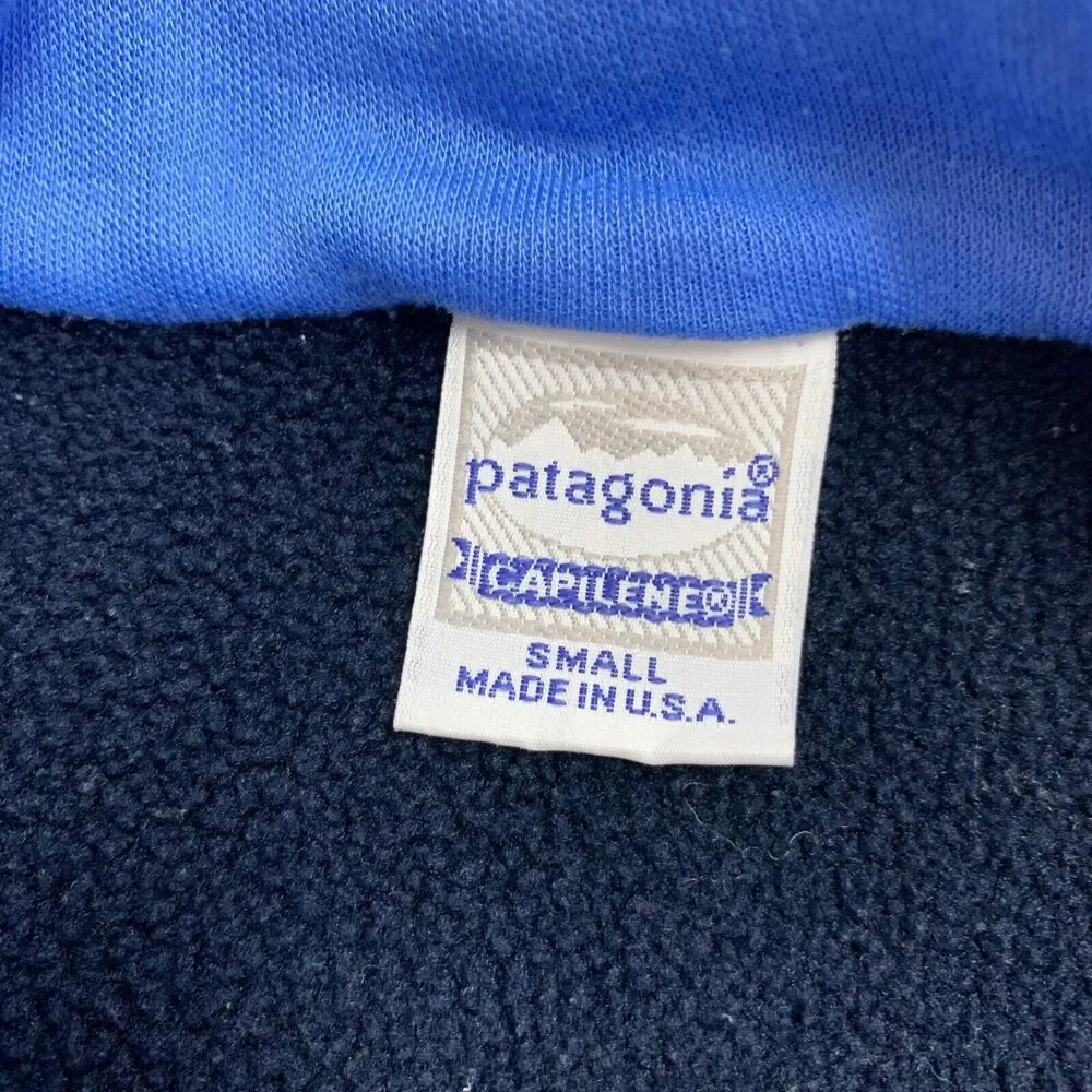 Vintage Patagonia Capilene Sweater Womens S Navy Fleece Knit Quarter Zip Banded